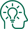 side profile of person with light bulb in the middle