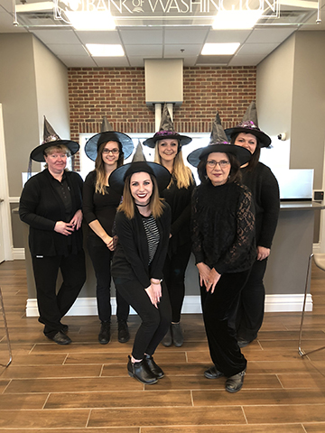 Bank of Washington employees dressed up as witches for Halloween 2017