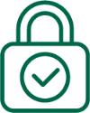 closed lock icon with check mark in the middle logo