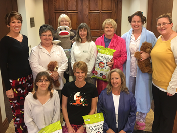 Bank of Washington employees dressed for a sleepover for Halloween 2016