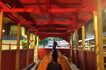 inside look of the red trolley