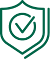 Shield icon with check mark in the middle of it