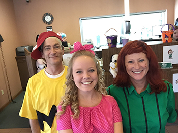 Bank of Washington employees dressed up as the Peanuts gang for Halloween 2015