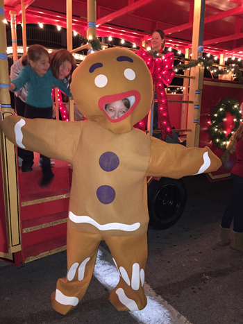 Bank of Washington employees dressed up as Gingerbread Man