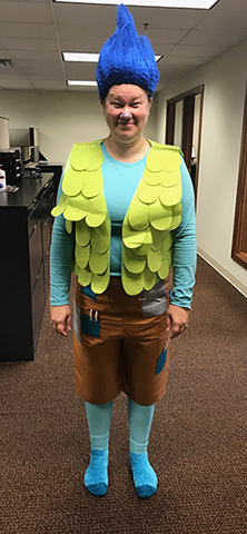 Bank of Washington employee dressed up as Troll for Halloween 2017
