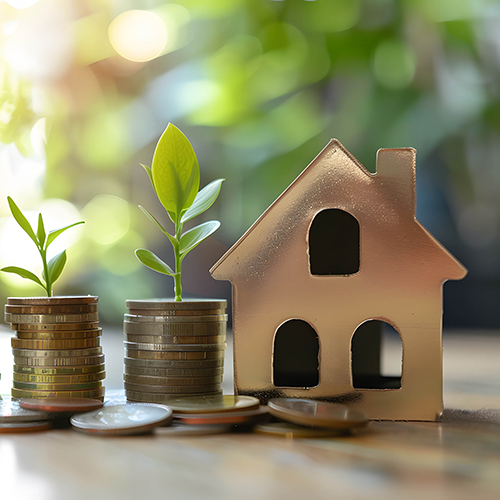 house with coins