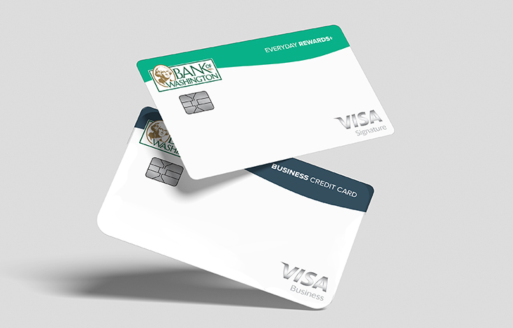 Two Bank of Washington Credit Cards Pictured