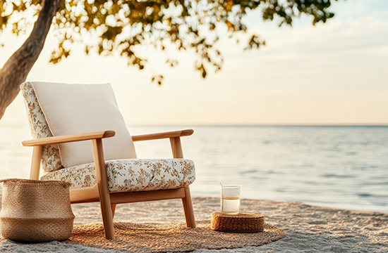 peaceful chair by water