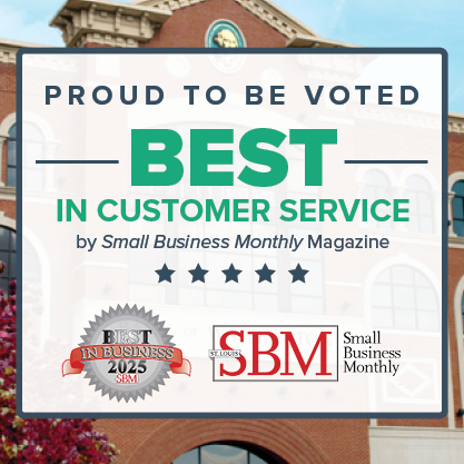 proud to be voted best in customer service by Small Business Monthly Magazine 2025