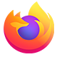 firefox logo, abstract yellow, orange, red fox wrapped around purple circle