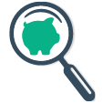 magnifying glass finding a green pig