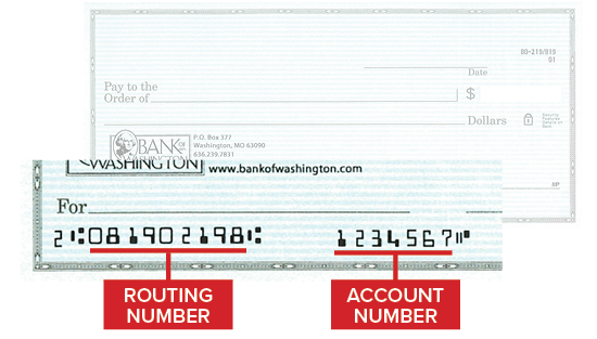 check showing where to find routing number and account number